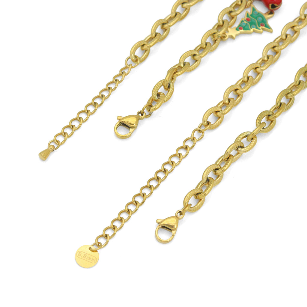 Christmas Pendant Link Chain necklace Bracelet Earring, Christmas Jewelry, Sku#BXG24
