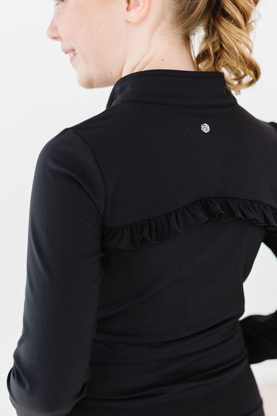 Veste active zippée à volants noir équilibré