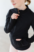 Veste active zippée à volants noir équilibré