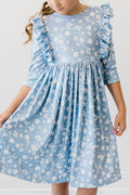 Robe virevoltante Bluebell à manches 3/4 et volants