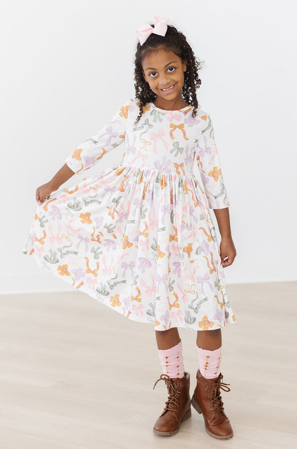 Robe tournante à manches 3/4 et poches Boho Bows