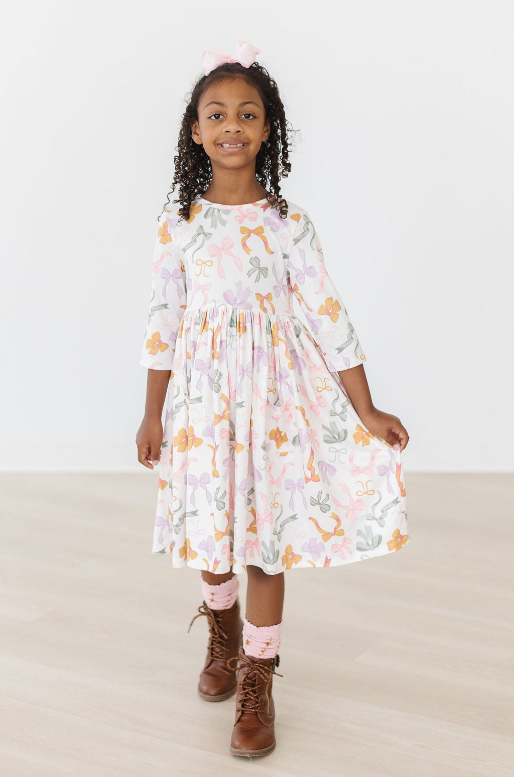 Robe tournante à manches 3/4 et poches Boho Bows