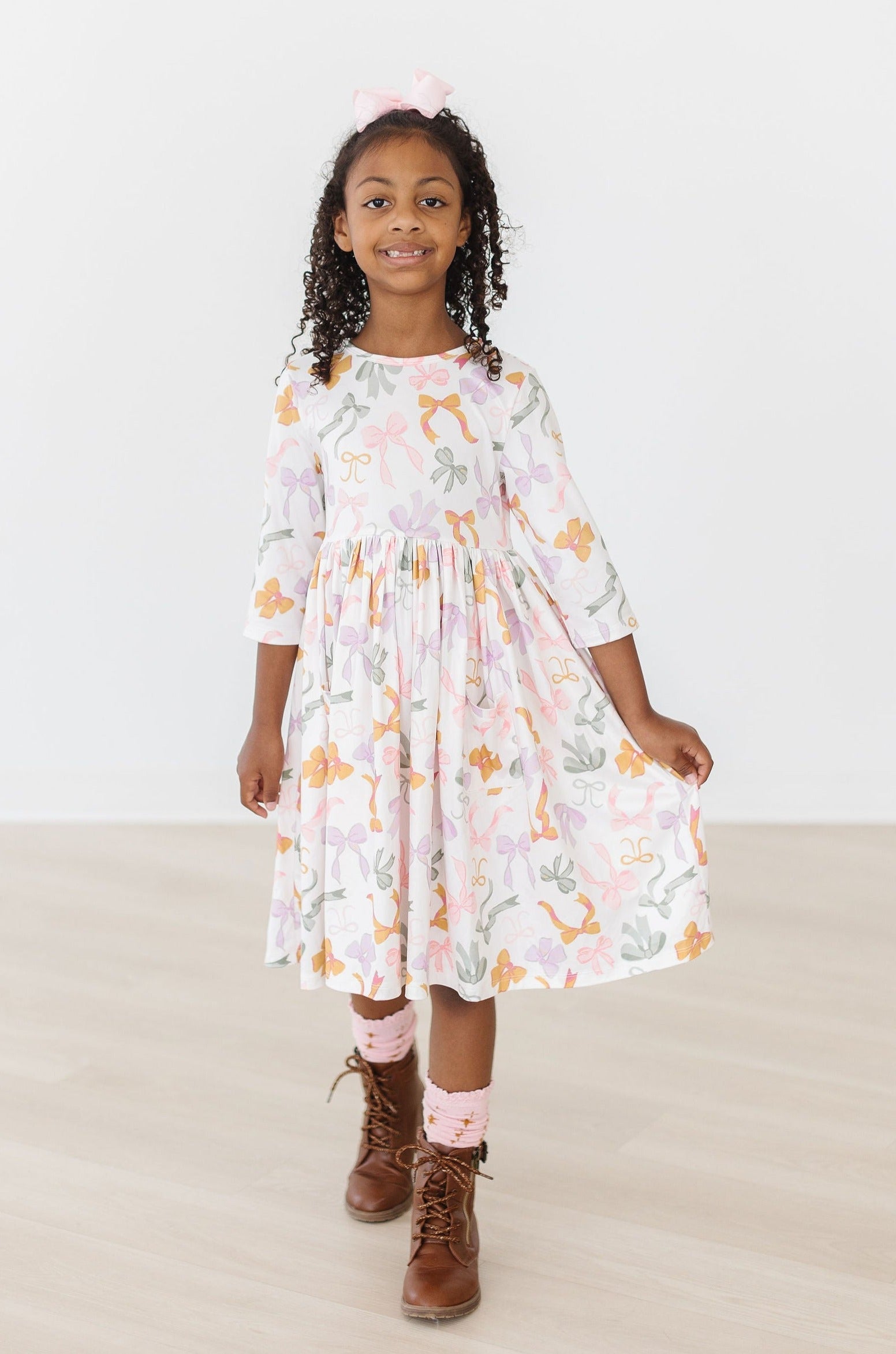Robe tournante à manches 3/4 et poches Boho Bows