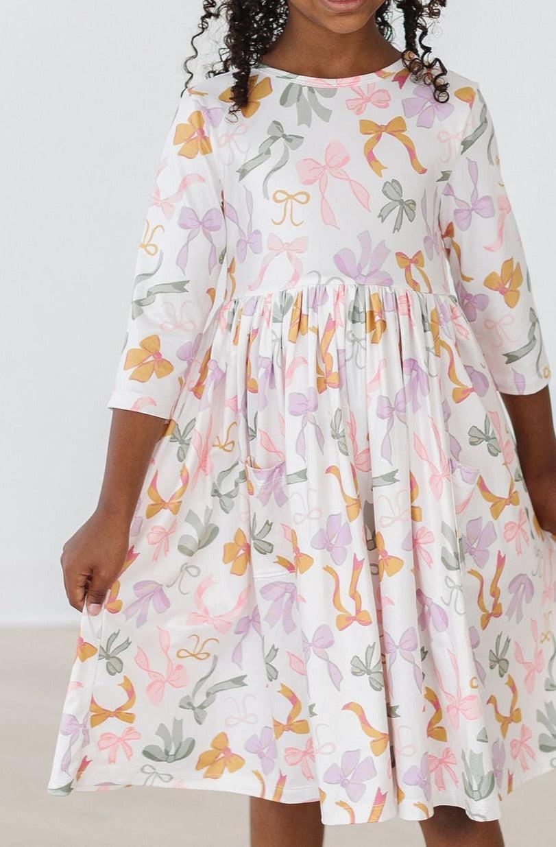 Robe tournante à manches 3/4 et poches Boho Bows