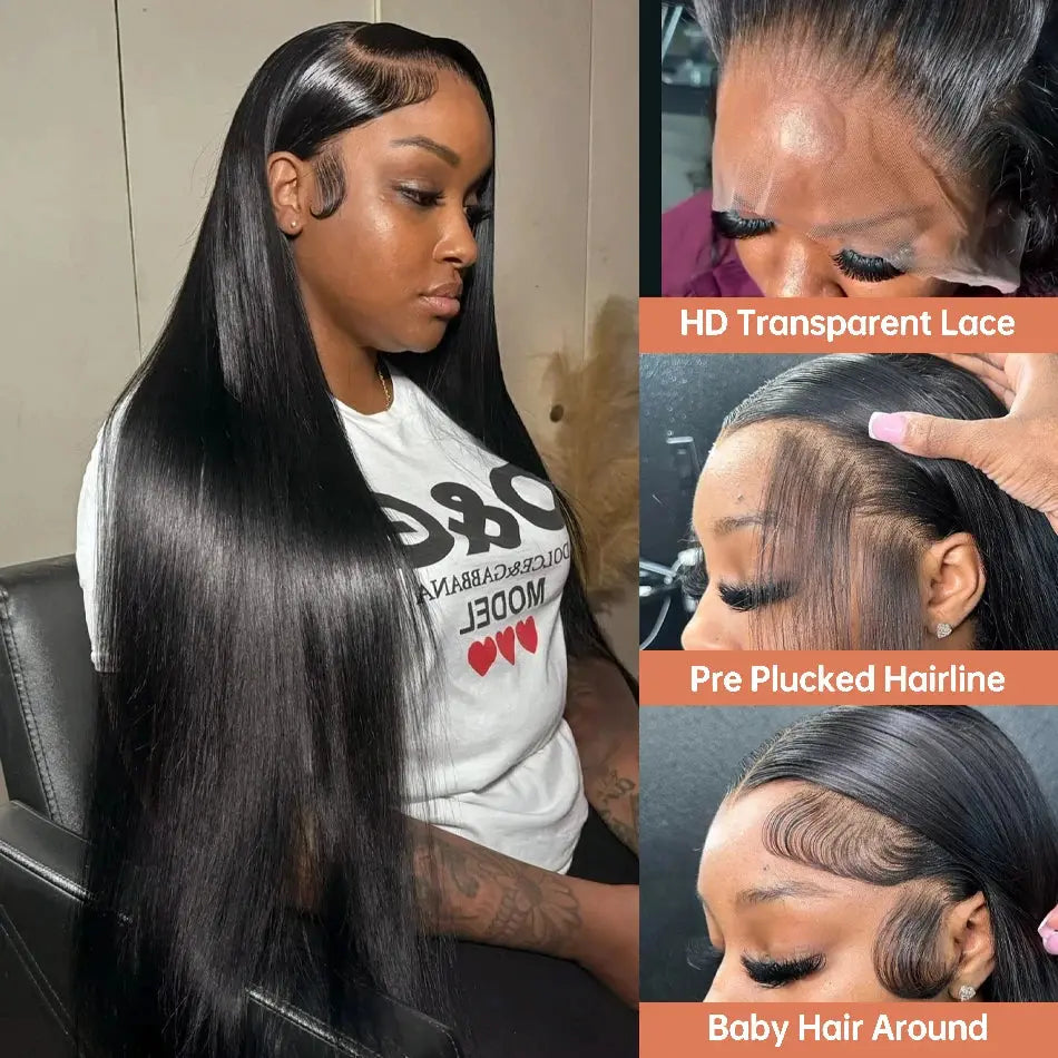 Perruque Lace Front 13x6 Lisse Raide | Cheveux Brésiliens Remy | Ligne de Cheveux Naturelle