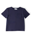 T-shirt marine à manches courtes et poche pour garçons