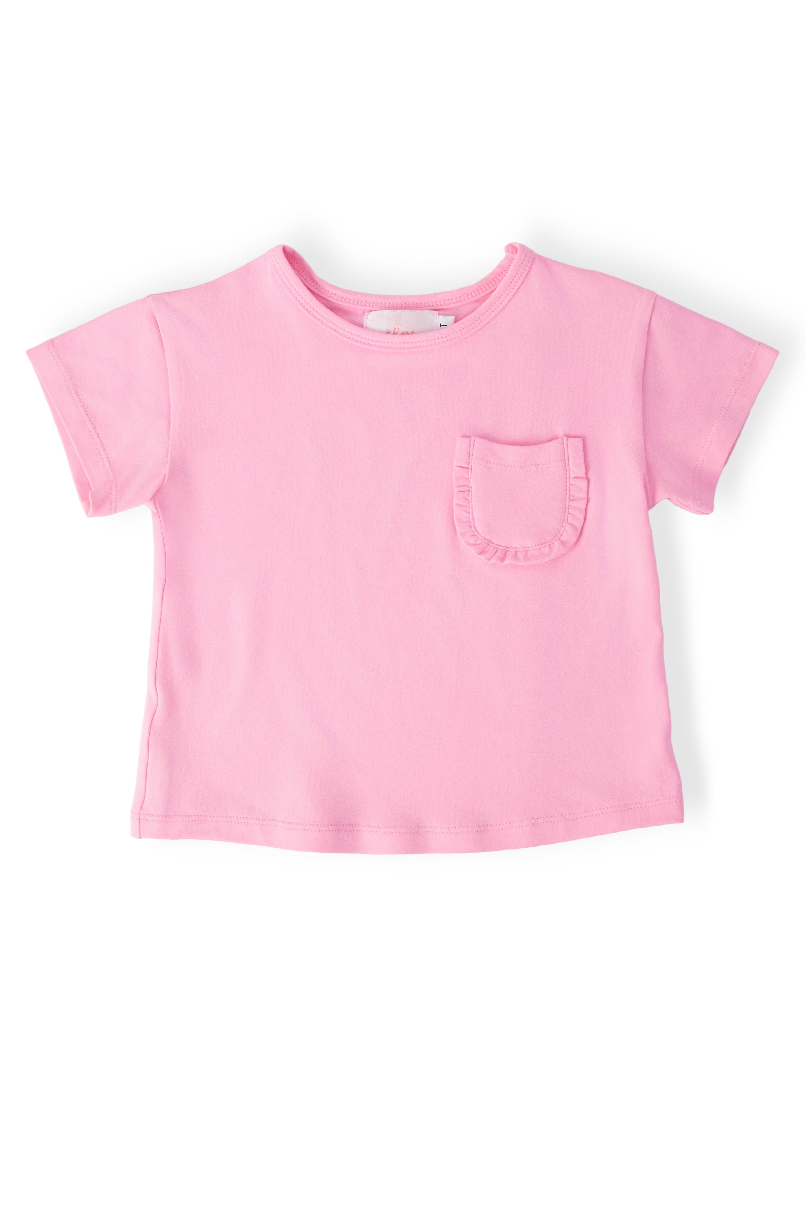 T-shirt Rose Chewing-gum à Volants et Poches