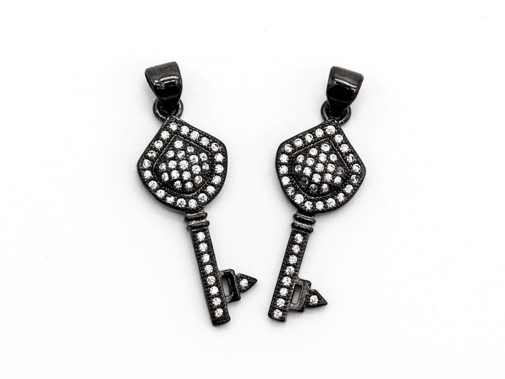 CZ Micro Pave Key Shape Pendant, Cubic Zirconia Key Shape Pendant for Necklace Bracelet Earrings Making,10x24mm,sku#Y39
