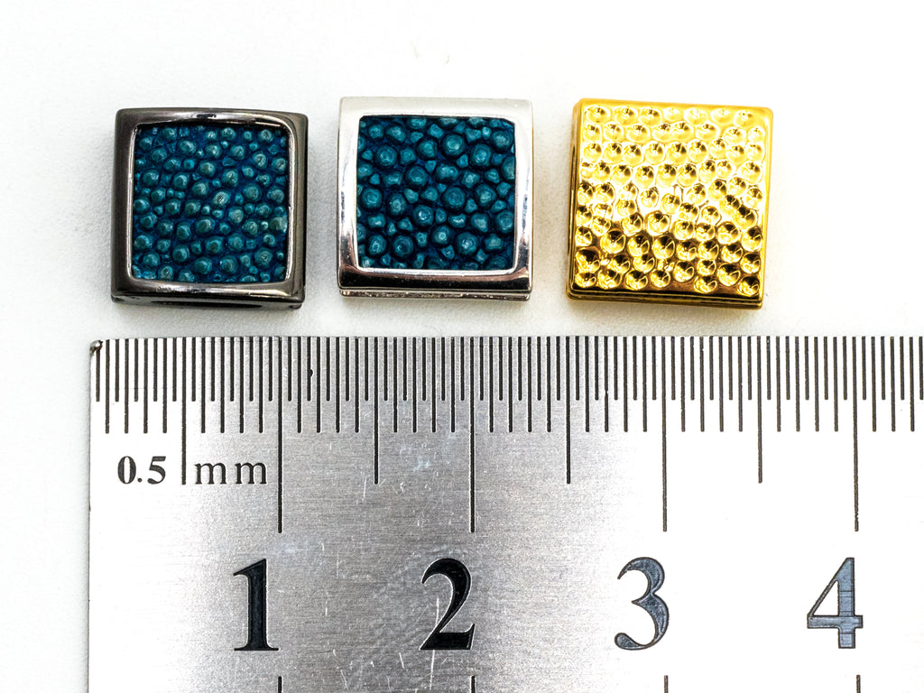 CZ Flat Square Turquoise Blue Micro Pave Beads, Cubic Zirconia Spacer Beads, Men's jewelry findings, 10x10x5mm, sku#Y53