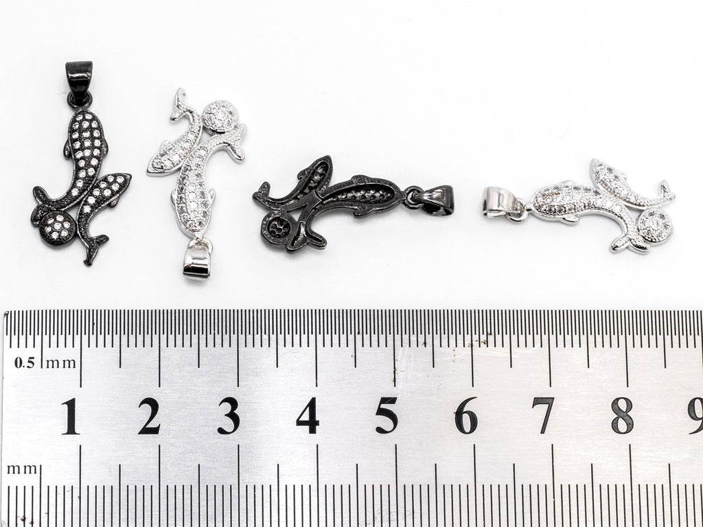CZ Micro Pave Two Dolphin on a ball Pendant, Cubic Zirconia Pendant for Necklace Bracelet Earrings Making, CZ Pave Charm 13x23mm,sku#Y50