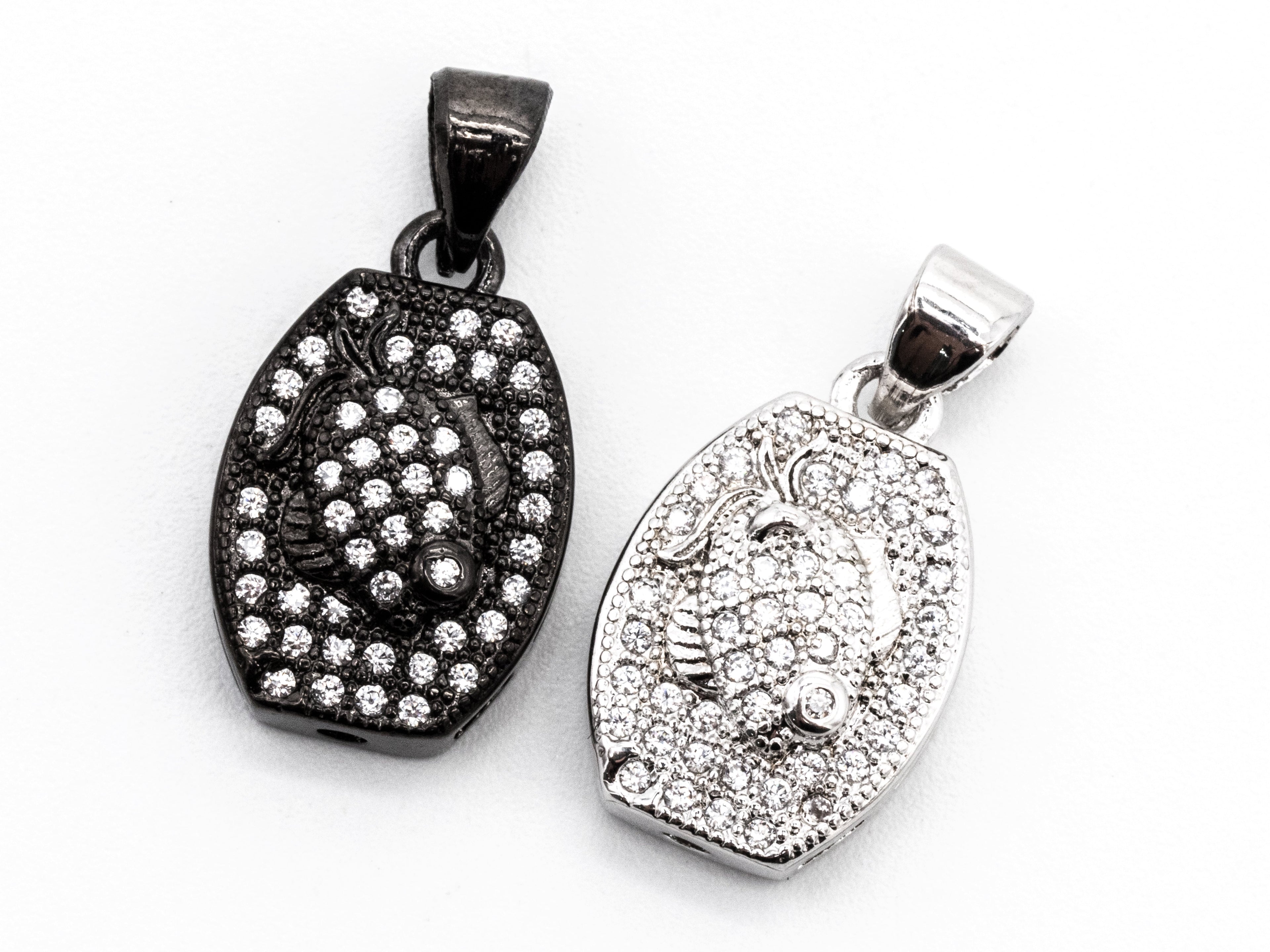 CZ Micro Pave Goldfish on Barrel Shaped Pendant, Cubic Zirconia Barrel shape Pendant for Necklace Bracelet Earrings Making, 11x17mm,sku#Y49