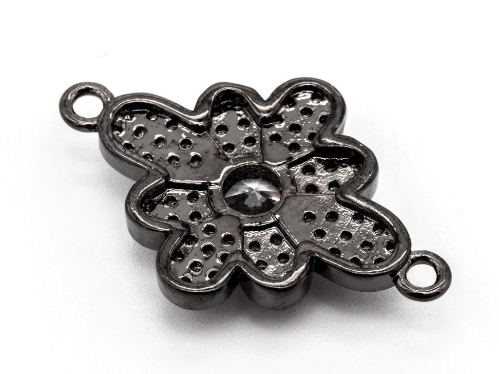 CZ Micro Pave Rhombus Flower Connector/Link, Cubic Zirconia Pave Bracelet Necklace Connector,16x25mm,sku#Y37