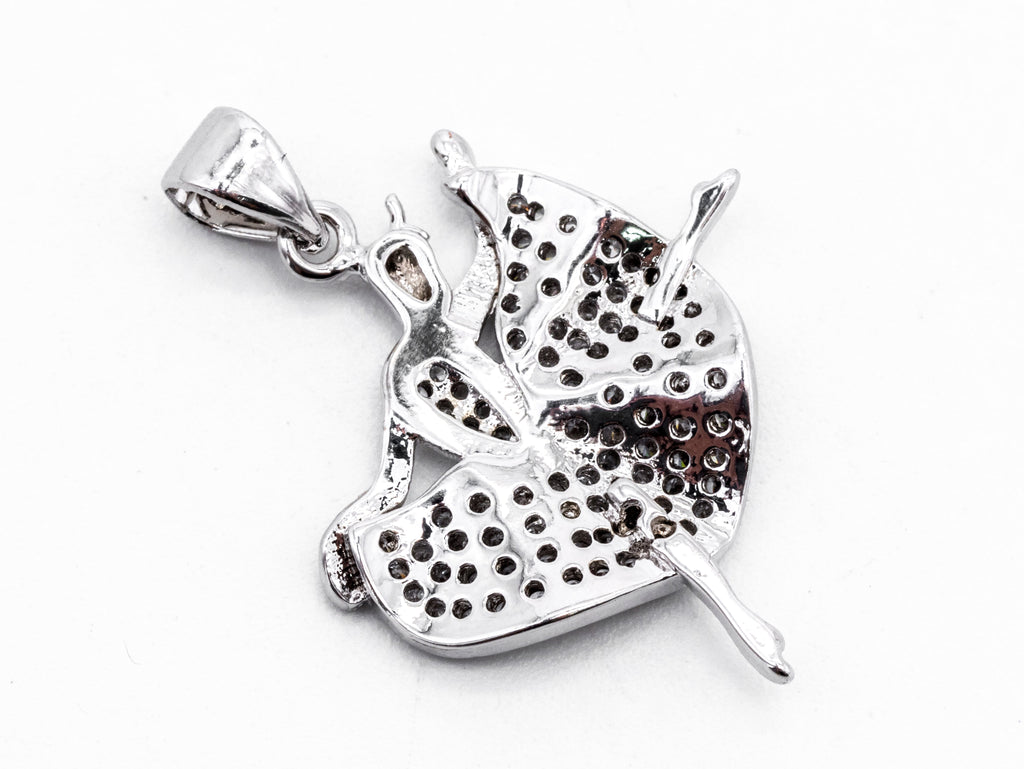 CZ Micro Pave Dancing Girl Pendant, Cubic Zirconia Ballerina Dancer Pendant for Necklace Bracelet Earrings Making, 21x24mm,sku#Y41