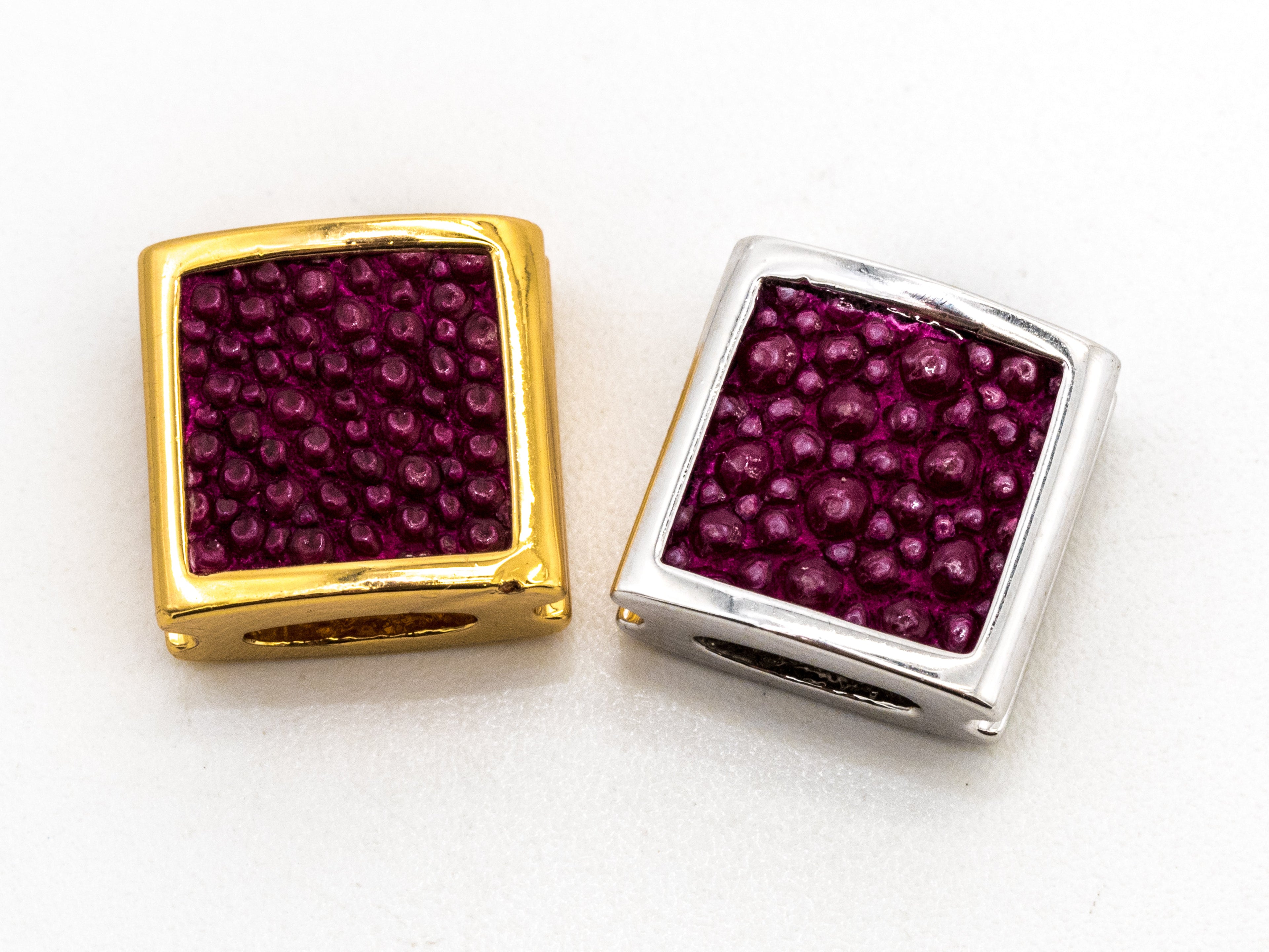 CZ Flat Square Beads Fuchsia Micro Pave Beads, Cubic Zirconia Spacer Beads, 10x10x5mm, sku#Y54