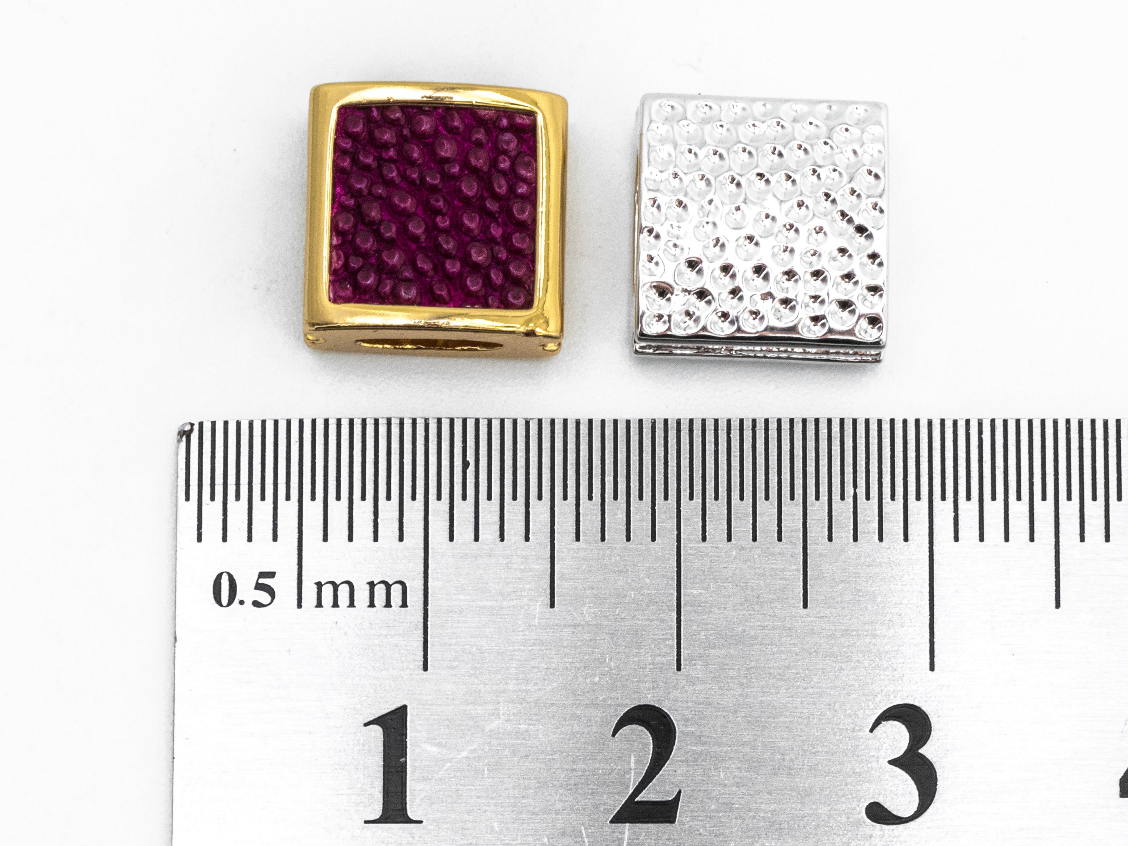 CZ Flat Square Beads Fuchsia Micro Pave Beads, Cubic Zirconia Spacer Beads, 10x10x5mm, sku#Y54