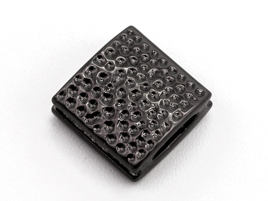 CZ Flat Square Beads Black Micro Pave Beads, Cubic Zirconia Spacer Beads, Men's Jewelry Findings, 10x10x5mm, sku#Y55