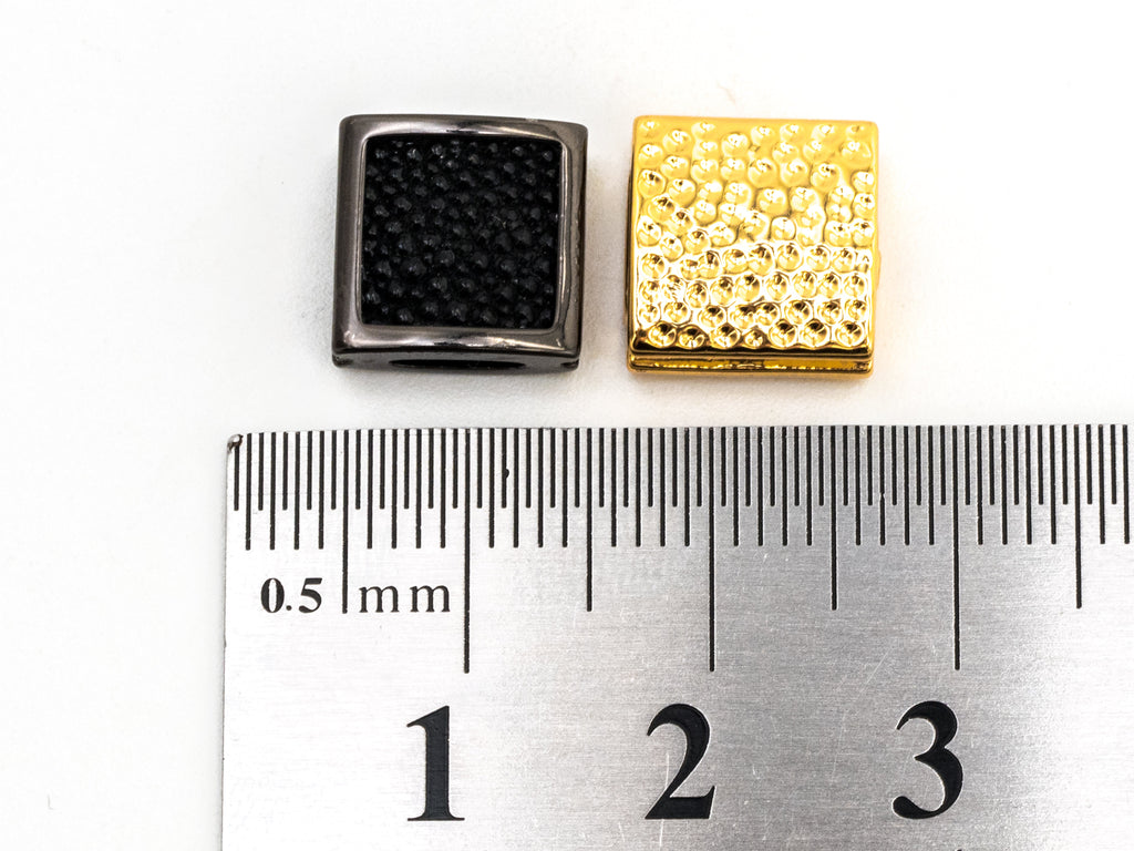 CZ Flat Square Beads Black Micro Pave Beads, Cubic Zirconia Spacer Beads, Men's Jewelry Findings, 10x10x5mm, sku#Y55