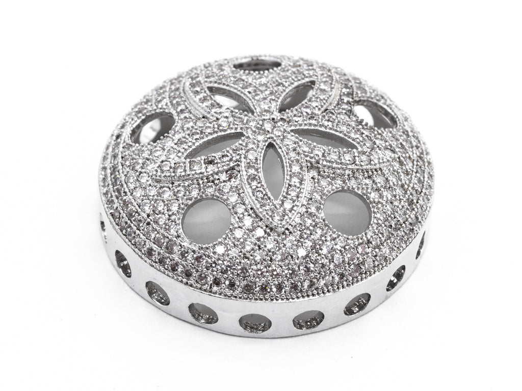 CZ Micro Pave Cap Connector Beads, Cubic Zirconia Art Deco Space Beads, Fancy Jewelry making Findings,10x27mm,sku#Y63
