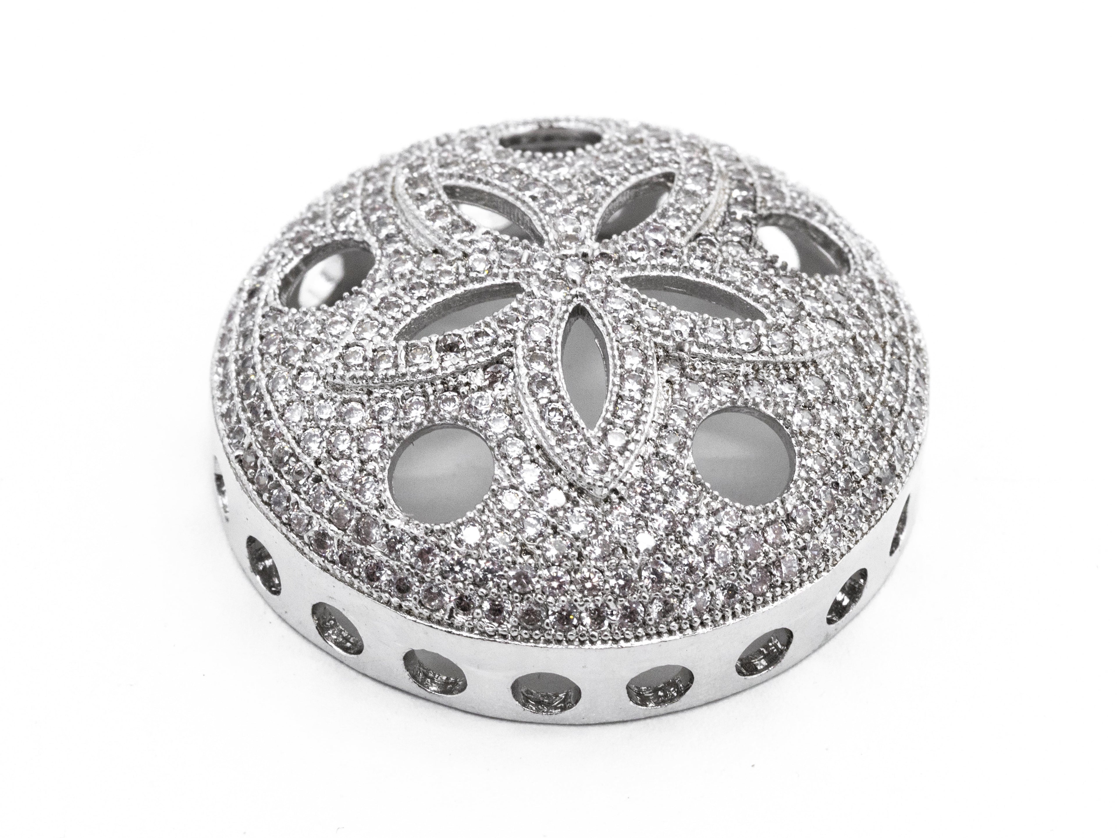 CZ Micro Pave Cap Connector Beads, Cubic Zirconia Art Deco Space Beads, Fancy Jewelry making Findings,10x27mm,sku#Y63