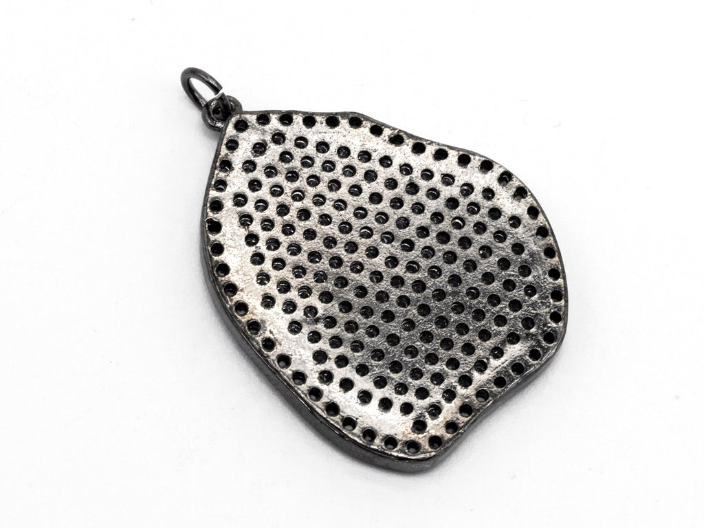 CZ Micro Pave Large Nugget Pendant, Cubic Zirconia Space Beads in Black, Necklace Earring Findings,25x33mm,sku#Y83