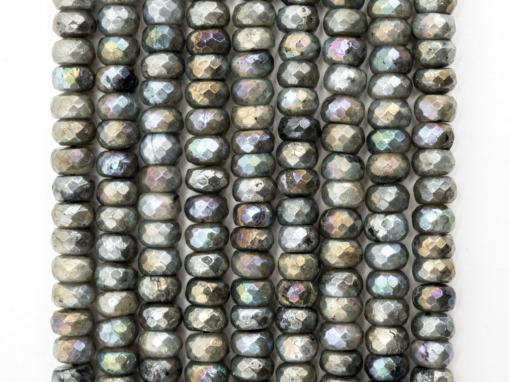 Natural Plated Labradorite beads, 4x6/5x8/6x10/7x12mm Faceted Rondelle Gemstone Beads, Natural labradorite Beads, 15.5inch strand, SKU#U184