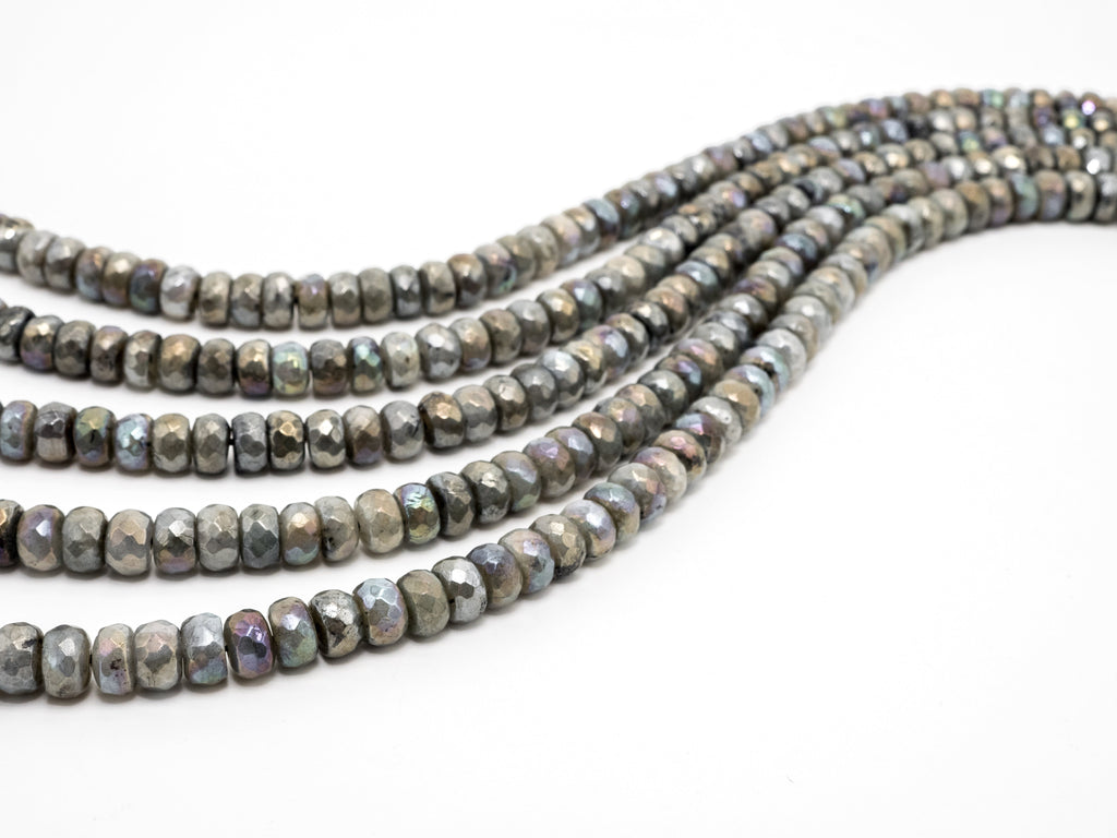 Natural Plated Labradorite beads, 4x6/5x8/6x10/7x12mm Faceted Rondelle Gemstone Beads, Natural labradorite Beads, 15.5inch strand, SKU#U184