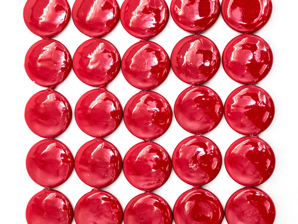 20mm/25mm Natural Mother of Pearl Beads, Red Flat Coin Smooth Gemstone Beads, Red Pearl Shell 15'' full strand, SKU#U187