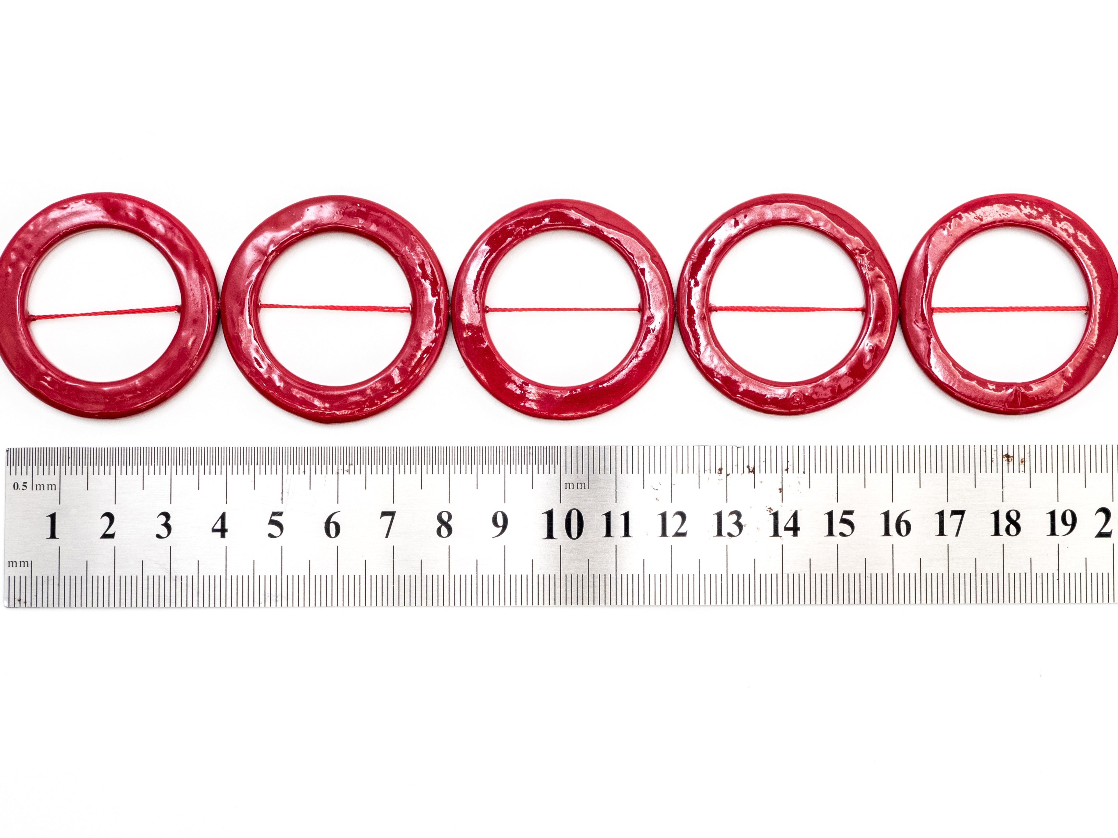 40mm Natural Mother of Pearl Beads, Red Round O Ring Smooth Gemstone Beads, Red Pearl Shell 15inch full strand, SKU#U189
