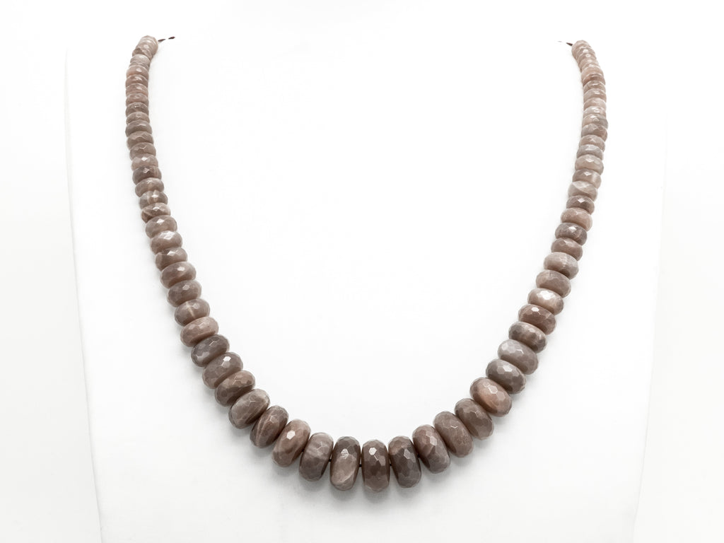 8-18mm Quality Natural Smoky Moonstone Graduated,Faceted/Smooth Rondelle Gemstone Beads, Smoky Color Beads, 15.5inch strand, SKU#U208