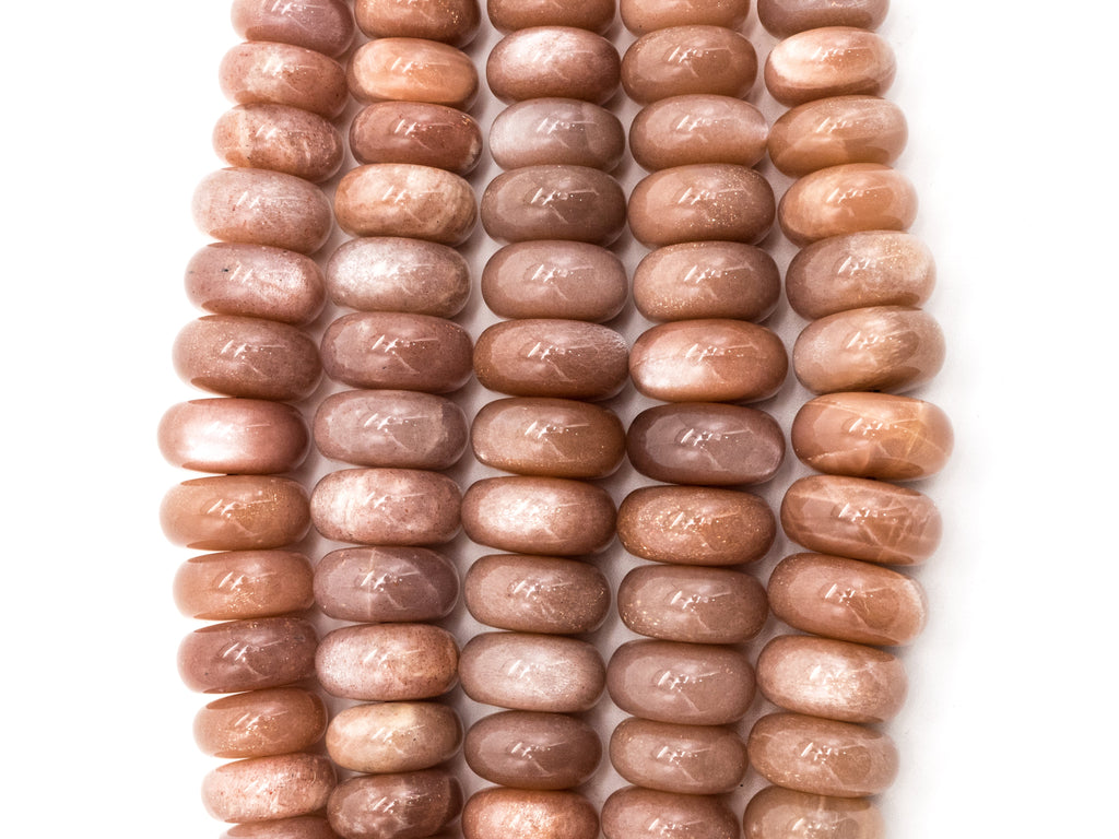 8-18mm High Quality Natural Peach Moonstone Graduated,Faceted/Smooth Rondelle Gemstone Beads, 15inch strand, SKU#U209/U199