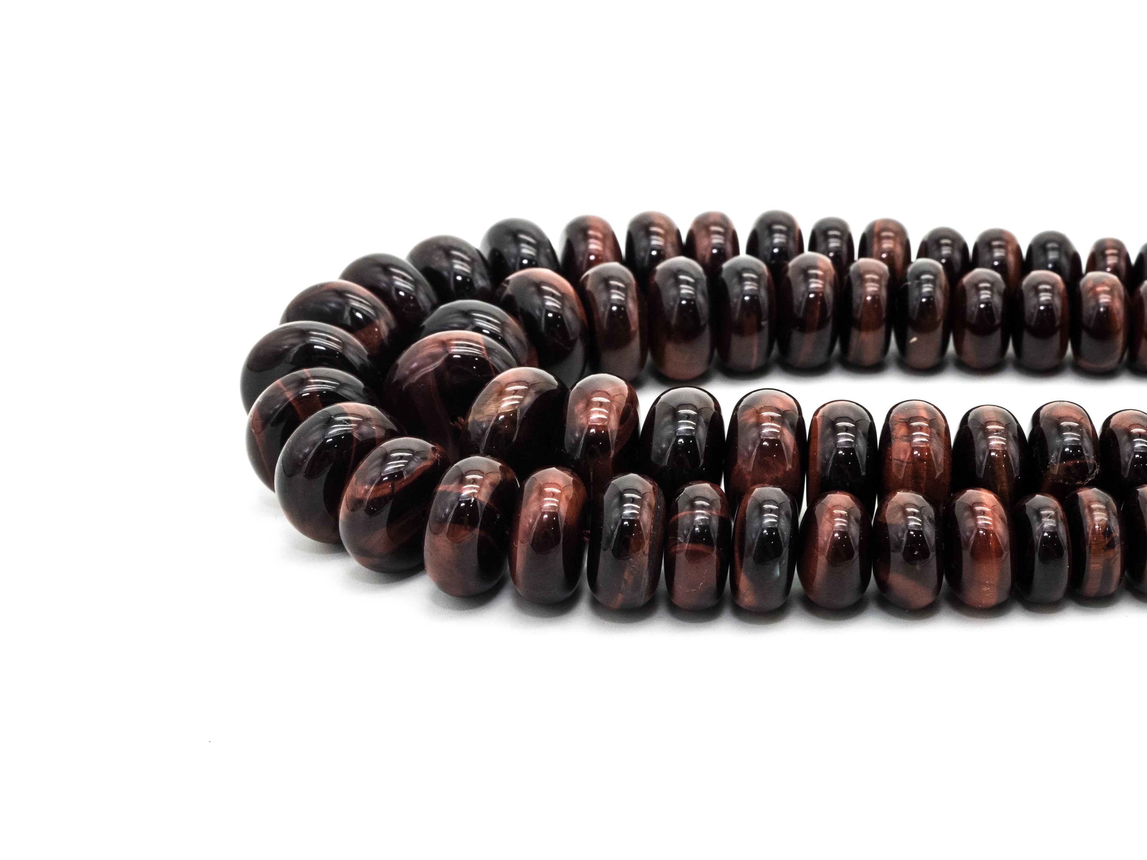 8-18mm High Quality Natural Red Tiger Eye Graduated, Rondelle Smooth/Faceted Gemstone Beads, 15inch strand, SKU#U191/U201
