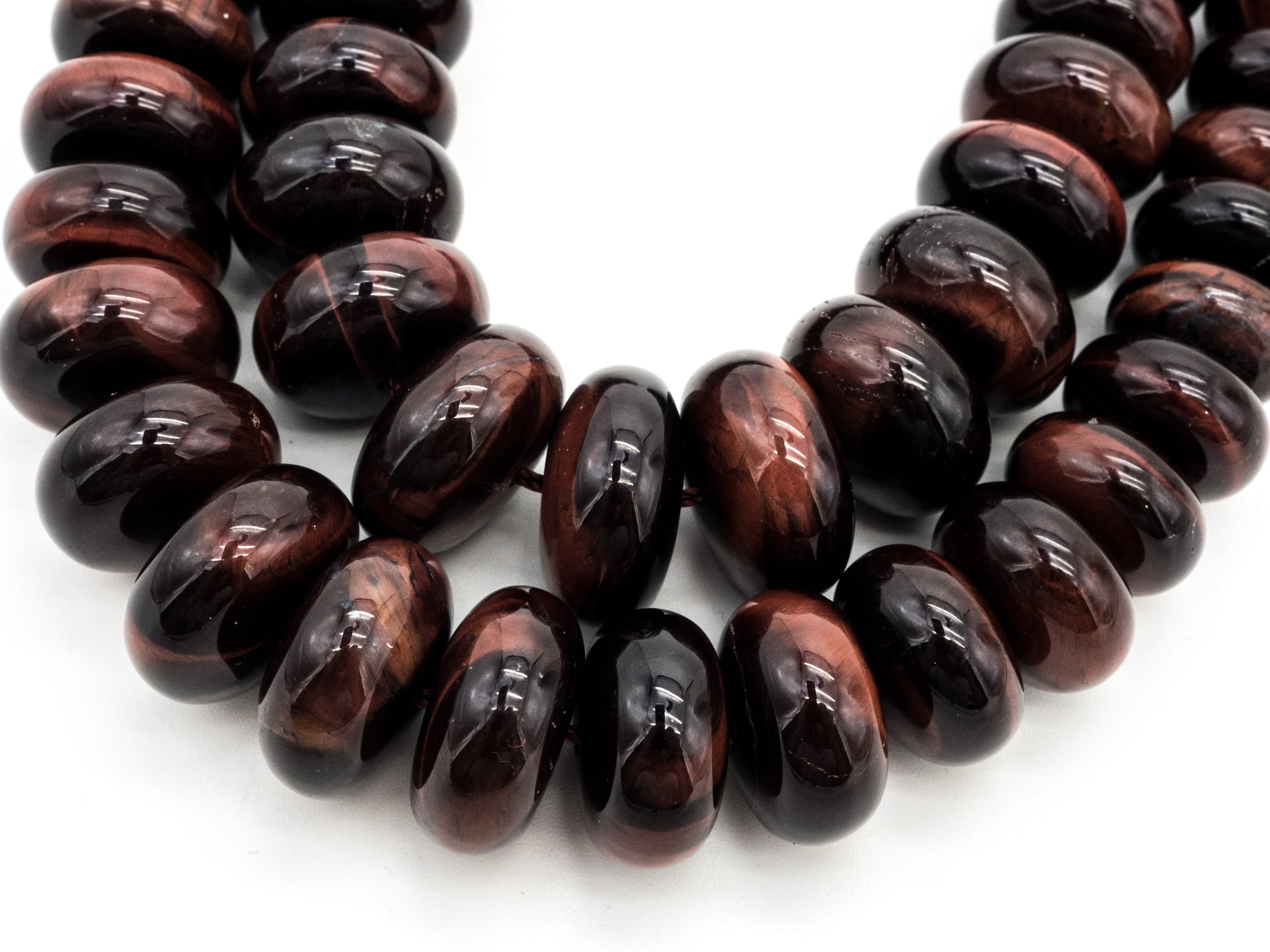 8-18mm High Quality Natural Red Tiger Eye Graduated, Rondelle Smooth/Faceted Gemstone Beads, 15inch strand, SKU#U191/U201