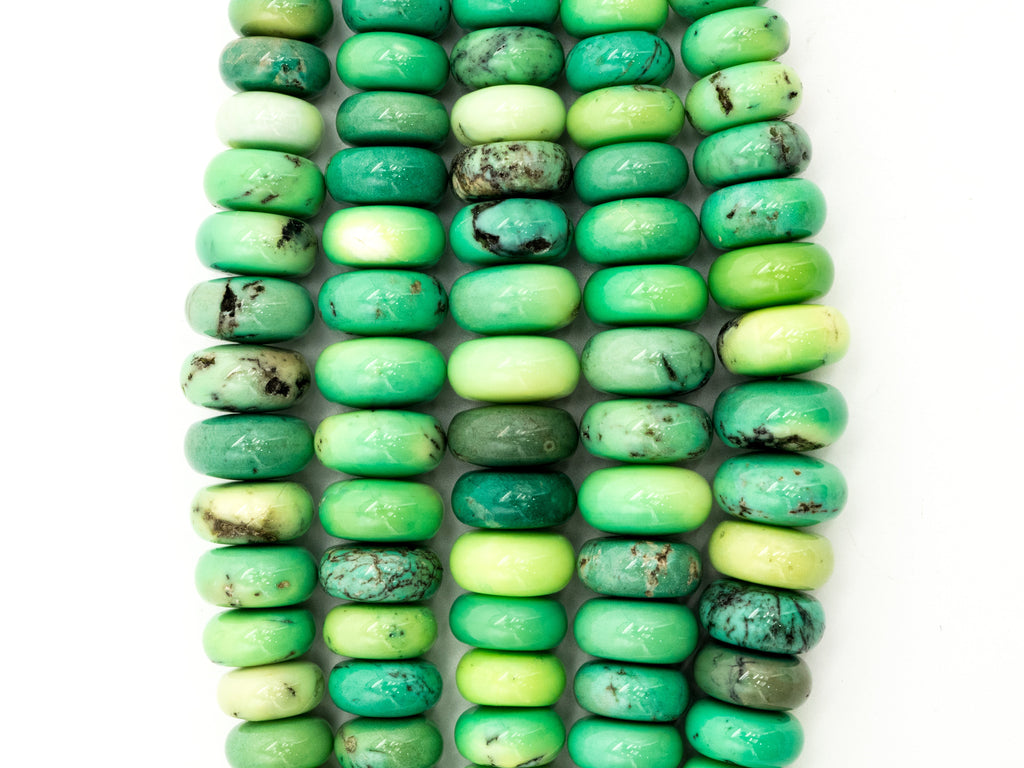 8-18mm High Quality Natural Green Opal Graduated,Rondelle Smooth/Faceted Gemstone Beads,Green Color Beads, 15.5inch strand, SKU#U194
