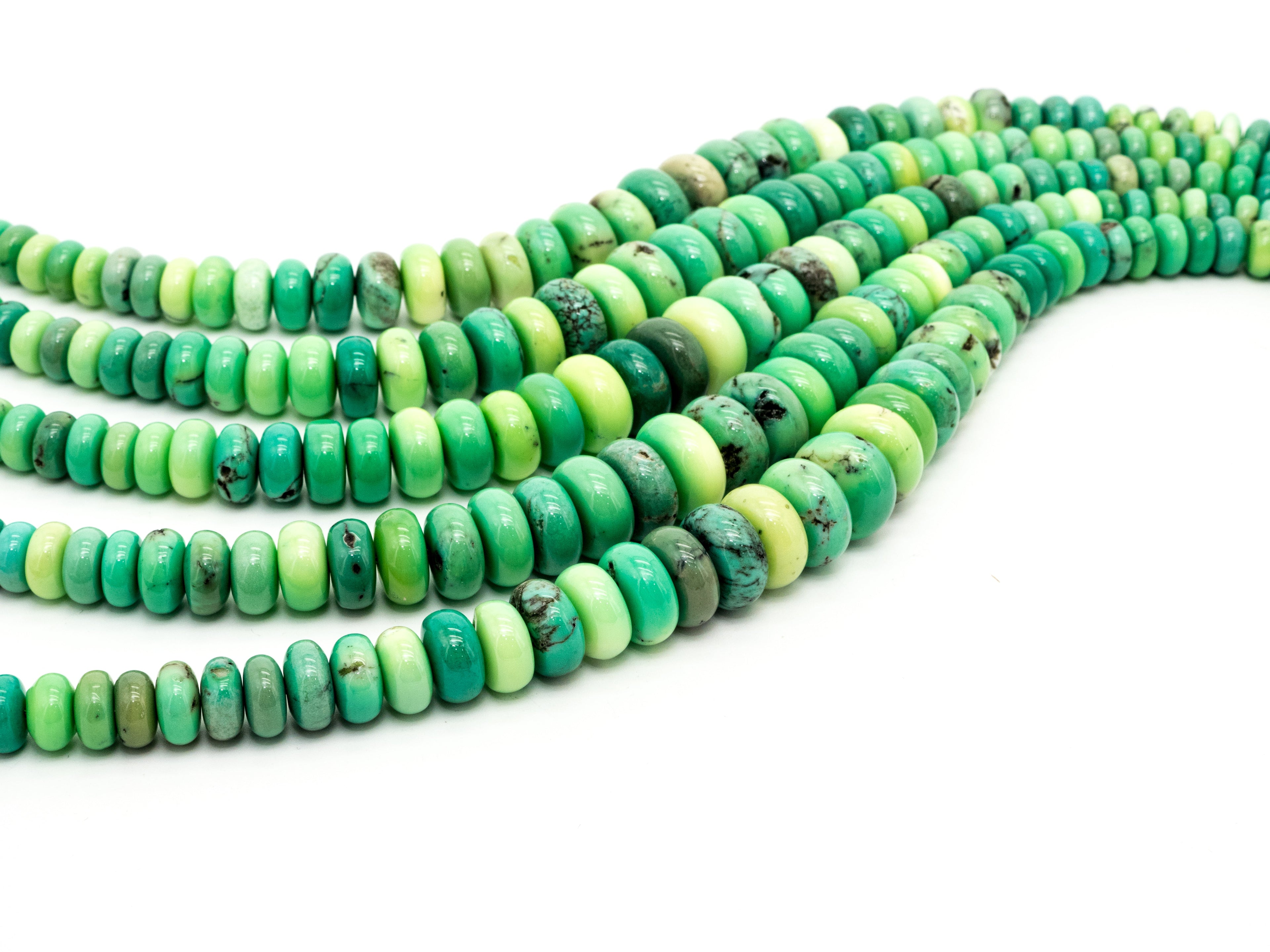 8-18mm High Quality Natural Green Opal Graduated,Rondelle Smooth/Faceted Gemstone Beads,Green Color Beads, 15.5inch strand, SKU#U194