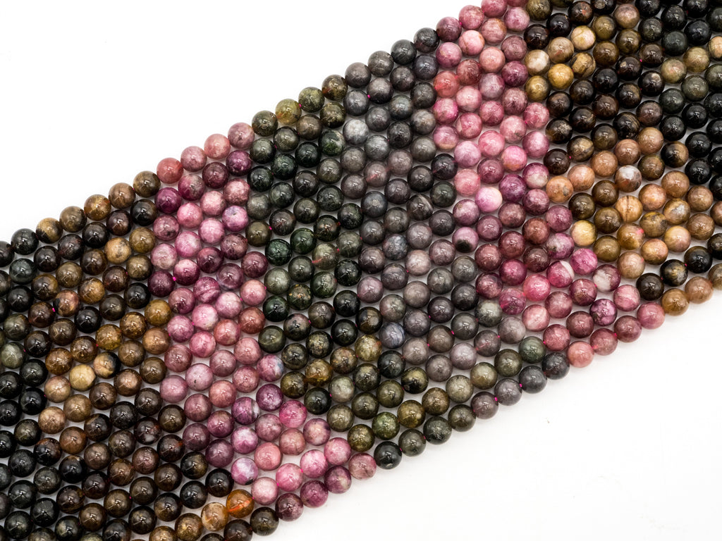 Quality Natural Tourmaline beads, 5mm/6mm/7mm  Round Smooth Natural Tourmaline Gemstone Beads, 15.5inch strand, SKU#U211c