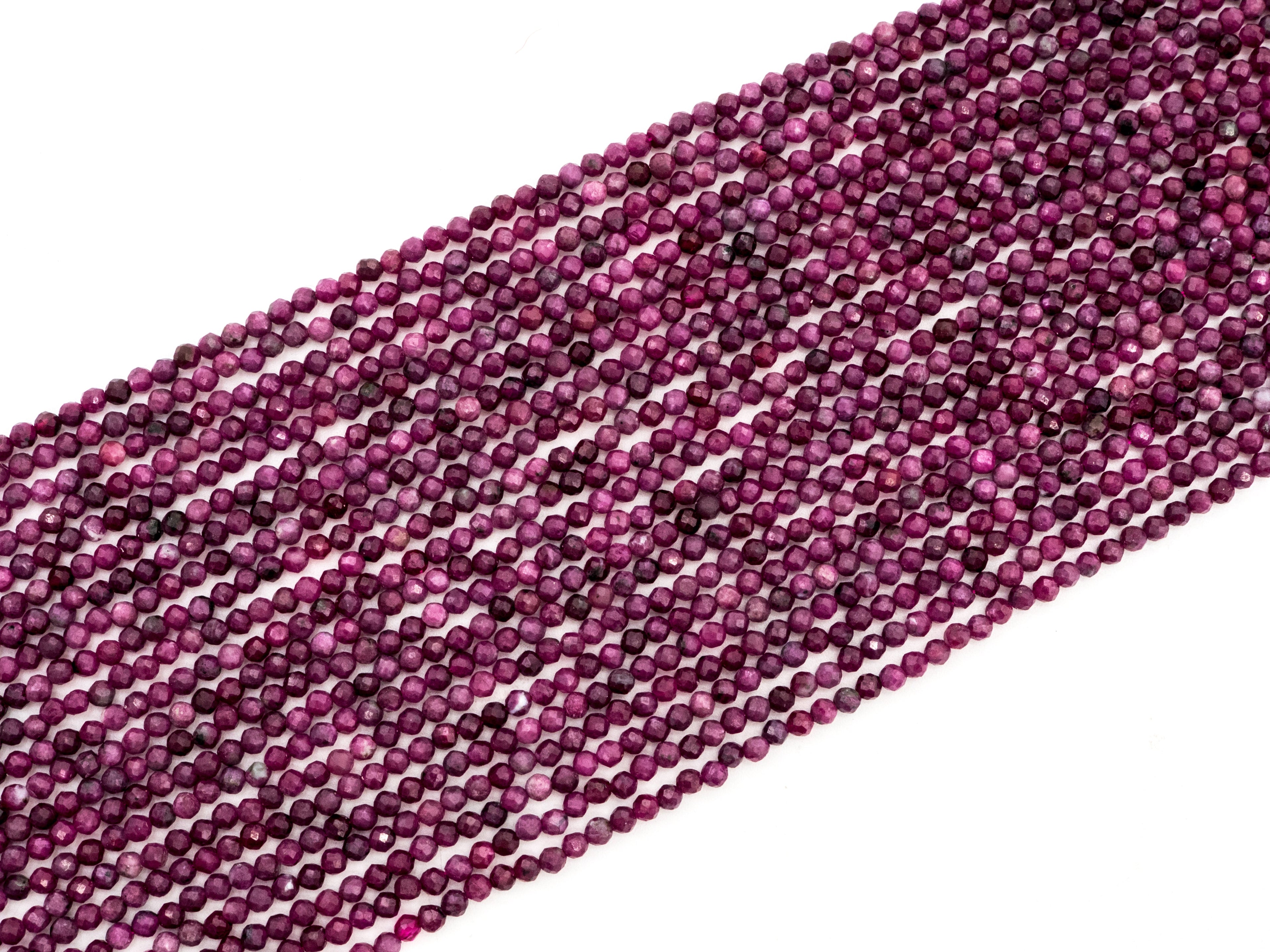 High Quality Natural Ruby Faceted Round 3mm Beads