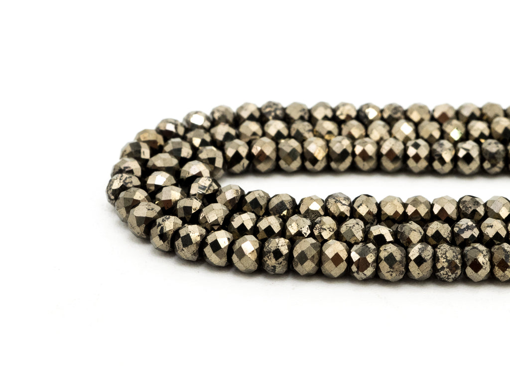 Quality Golden Pyrite Faceted Rondelle Beads 2X3mm Gemstones Beads, Natural Pyrite Beads,15.5" Full Strand, SKU#U218