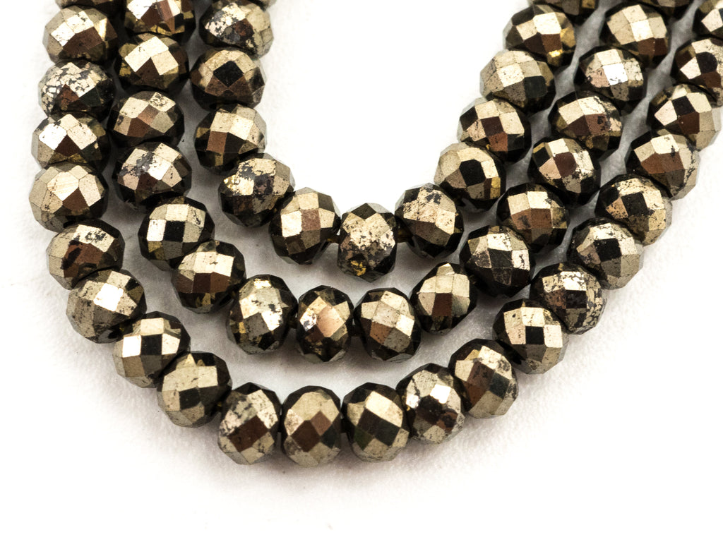 Quality Golden Pyrite Faceted Rondelle Beads 2X3mm Gemstones Beads, Natural Pyrite Beads,15.5" Full Strand, SKU#U218