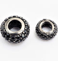 Black CZ Micro Pave On Black Rondelle Big Hole Spacer Beads, Cubic Zirconia Rondelle Spacer Beads, Pave Beads, 3x8/5x10mm, sku#C74