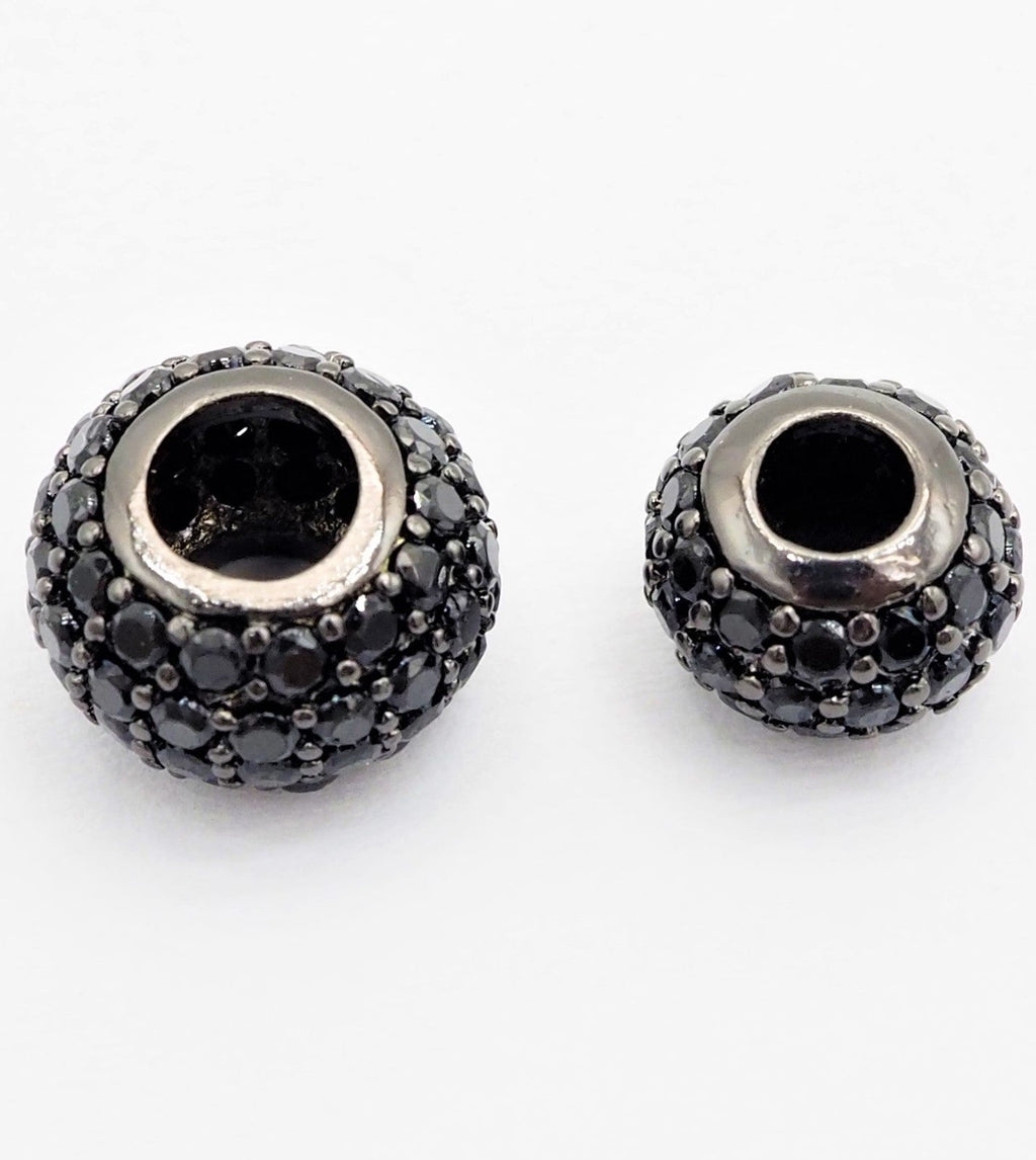 Black CZ Pave On Black Rondelle Big Hole Spacer Beads, Cubic Zirconia Rondelle Spacer Beads, Pave Beads,6x8/6x10mm, sku#C75