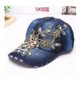 Casquette de baseball brodée de fleurs en diamant Cowgirl