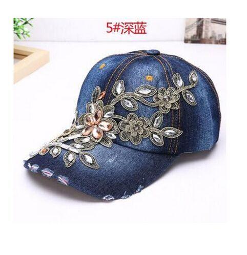 Casquette de baseball brodée de fleurs en diamant Cowgirl