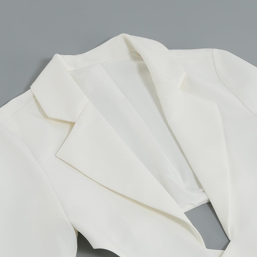 Ensemble tailleur chic blanc col en V
