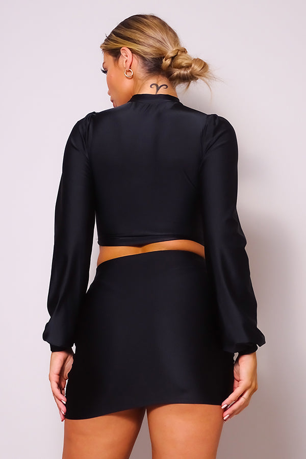 “Lauren” Black Mini Skirt Set