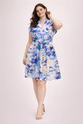 Floral Waist Tie Shirt Dress