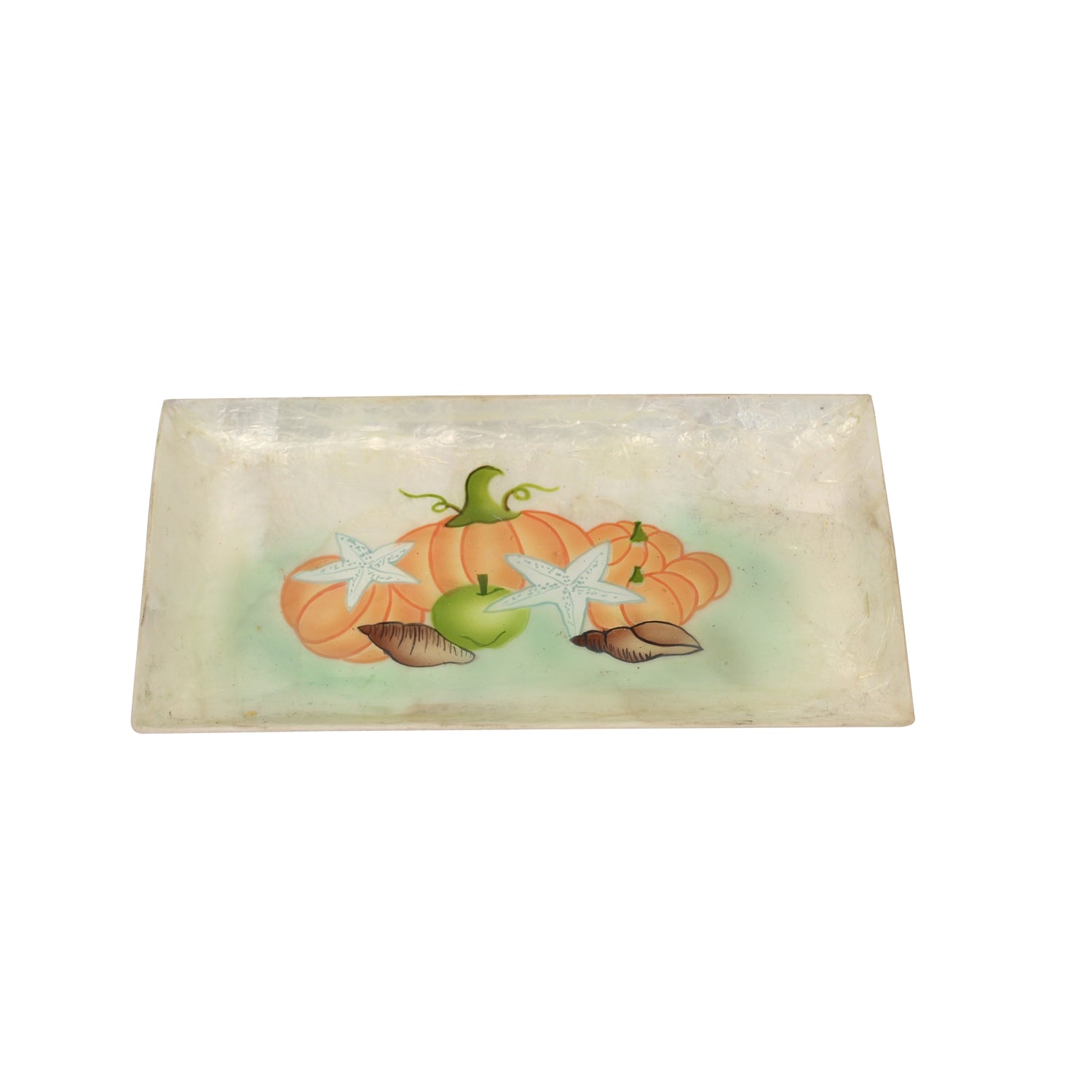 Capiz Harvest Tray - Coastal Thanksgiving/Fall Decor 7.4"x4"