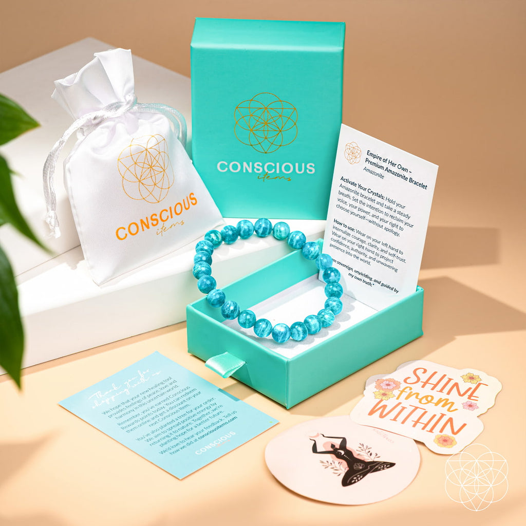 Empire of Her Own – Bracelet Amazonite Bleu Premium