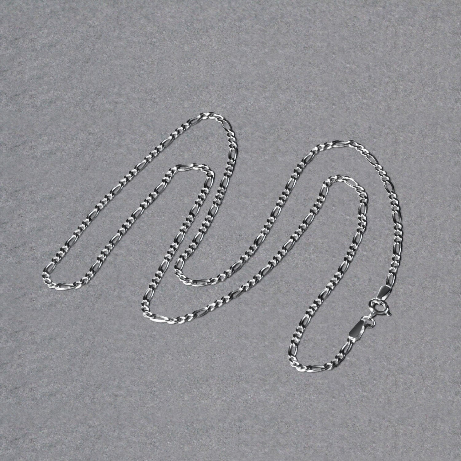 14k White Gold Solid Figaro Chain 1.9mm