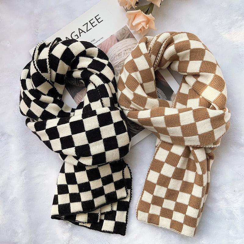 Écharpe tricotée à carreaux style cowgirl chic – Accessoire d'hiver élégant pour les cowgirls