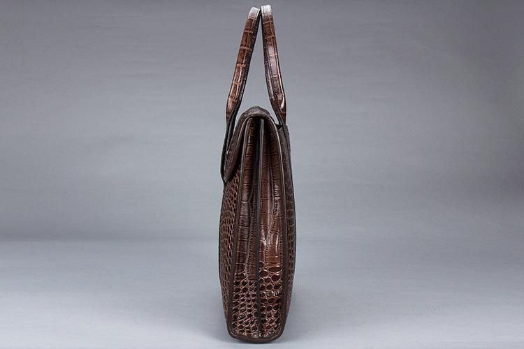 Sacoche pour ordinateur portable en cuir de crocodile exotique - Cuir de vachette véritable de luxe pour femmes élégantes